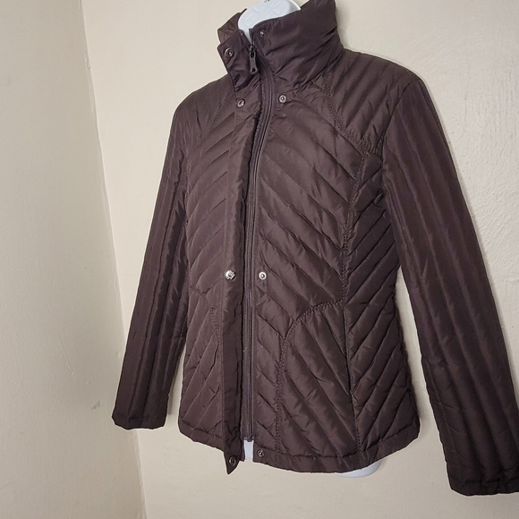 Kenneth Cole Reaction Down Quilted Puffer Coat Brown Women's Medium - Picture 3 of 6